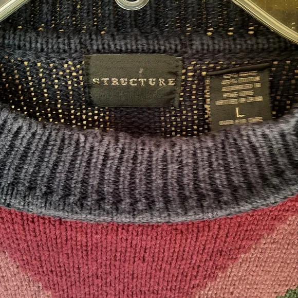 🆕️ Men's 90s Vintage Retro Structure Colorblock Sweater - Picture 2 of 7